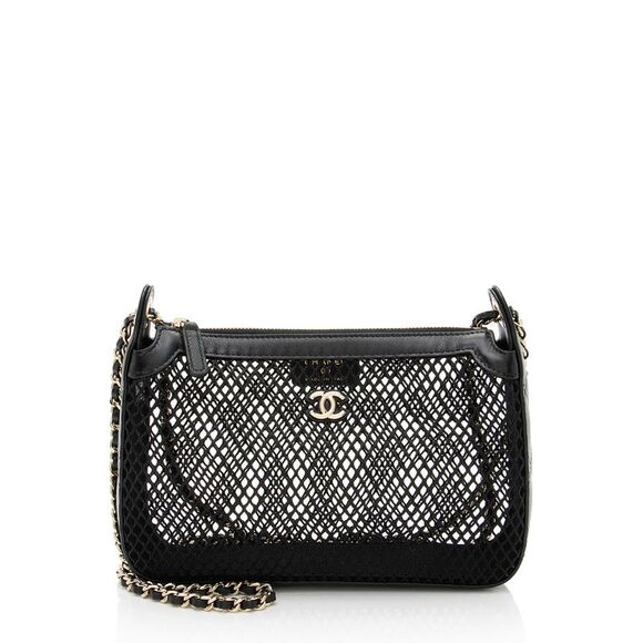 Chanel Mesh Lambskin Clutch with Chain - Picture 1 of 12